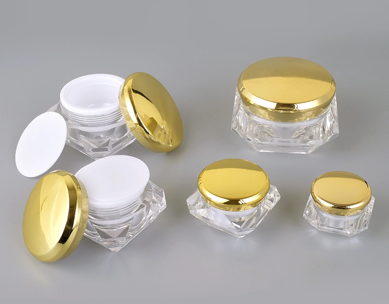 Diamond Shape 5g 10g 20g 30g Skincare Small Face Cream Custom Empty Lip Balm Scrub Acrylic Pet Glass Cosmetic Plastic Packaging Cream Jar Pot Bottle Box
